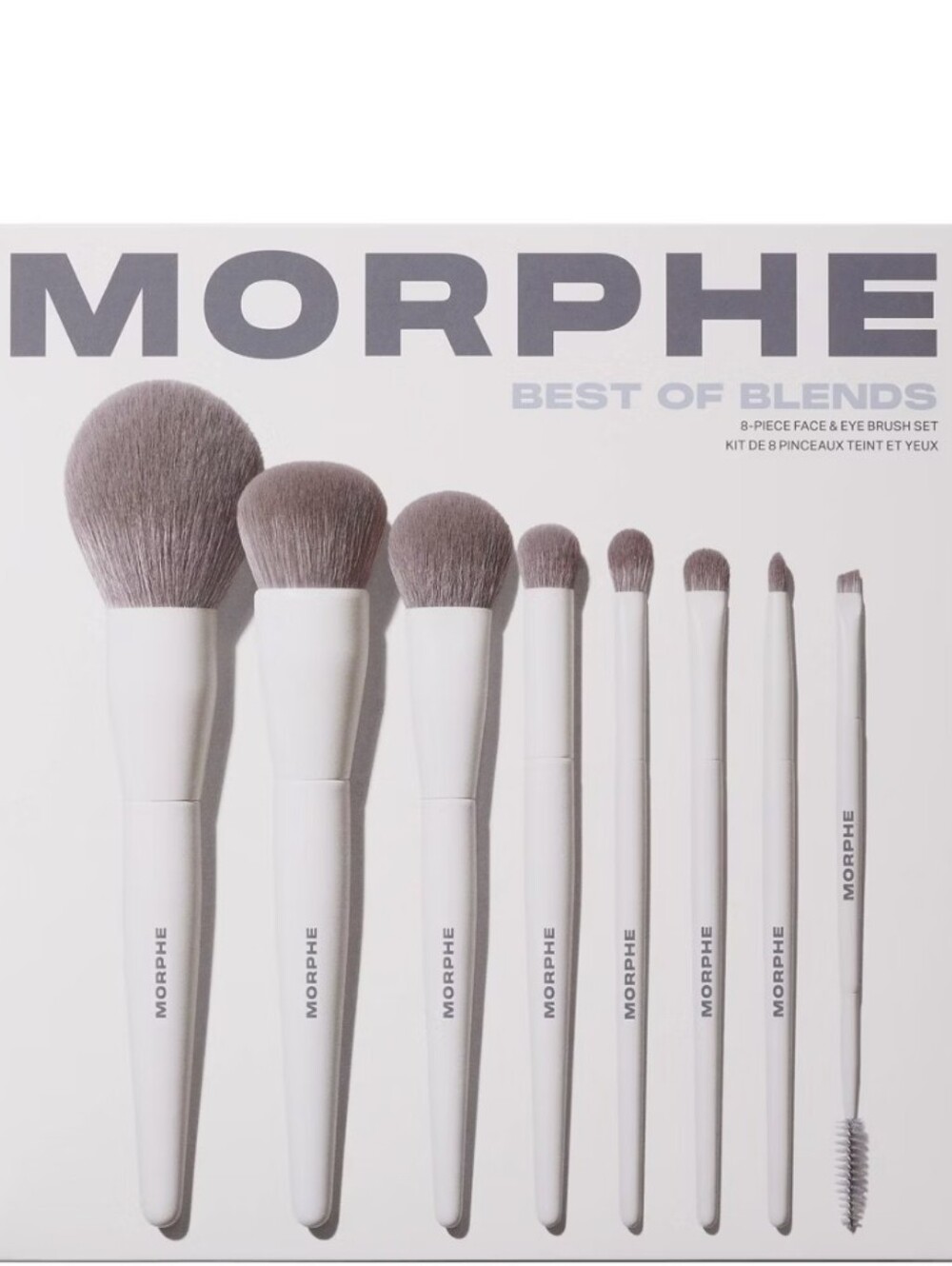 Morphe 8-Piece White Handle Makeup Brush Set with Taupe Bristles/ BNIB/ SEALED